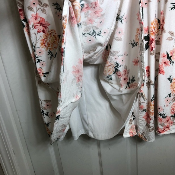 Torrid Off White Floral Print Pockets Button Down Short Sleeve Midi Dress 1/1X - Picture 8 of 16
